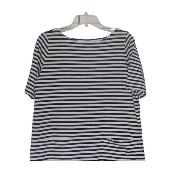 J Jill Shift Dress Navy & White Striped Pockets Knee Length Cotton Womens PM NWT - Picture 2 of 10